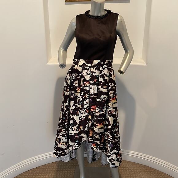 Principessa Bridal Black Printed Hi/Lo Fit & Flare Pleated Dress size 8 - Picture 9 of 15